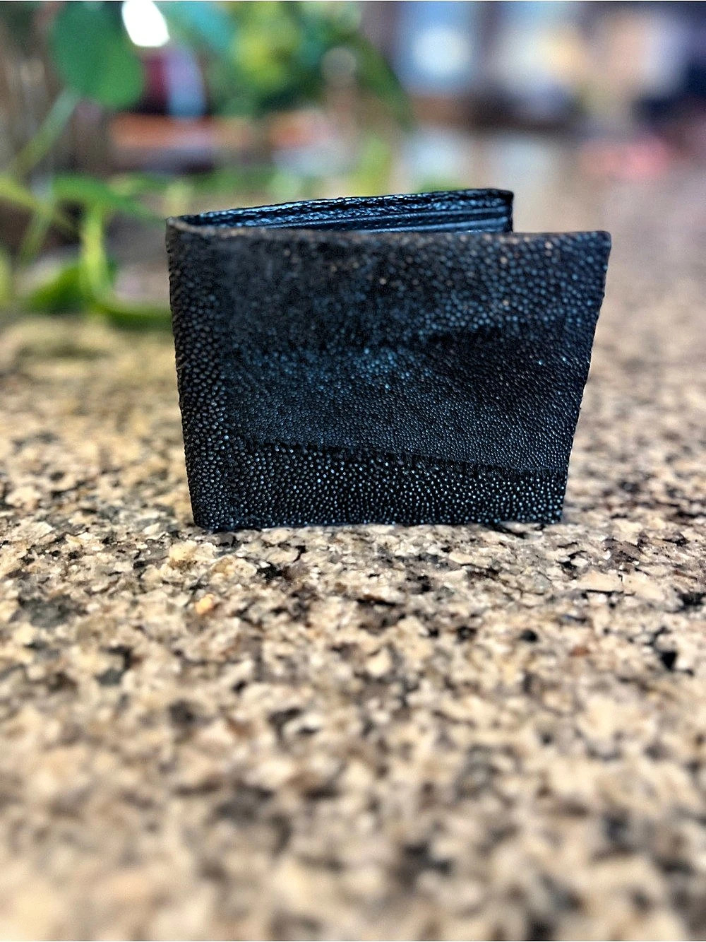 Stingray Handcrafted Genuine Exotic Leather Black Bifold Men’s Wallet New